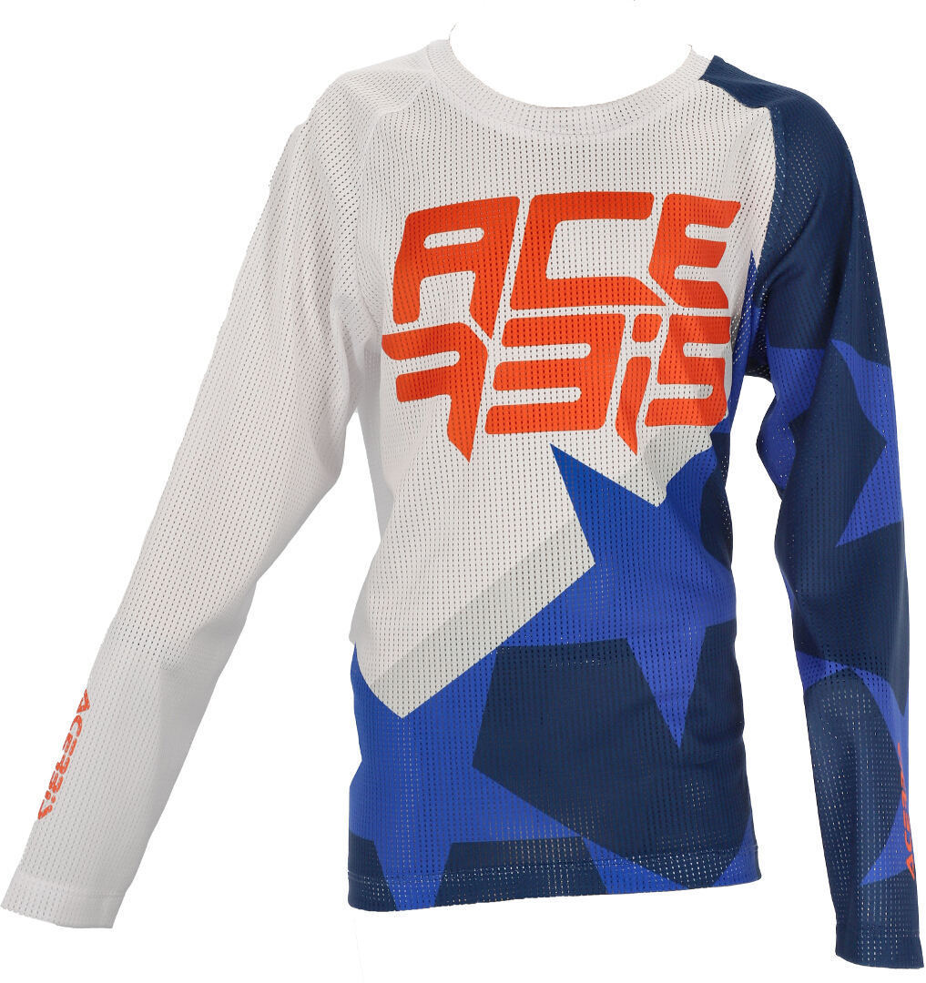 Acerbis MX J-Windy 1 Kids Motocross Jersey, white-blue, Size XS, white-blue, Size XS