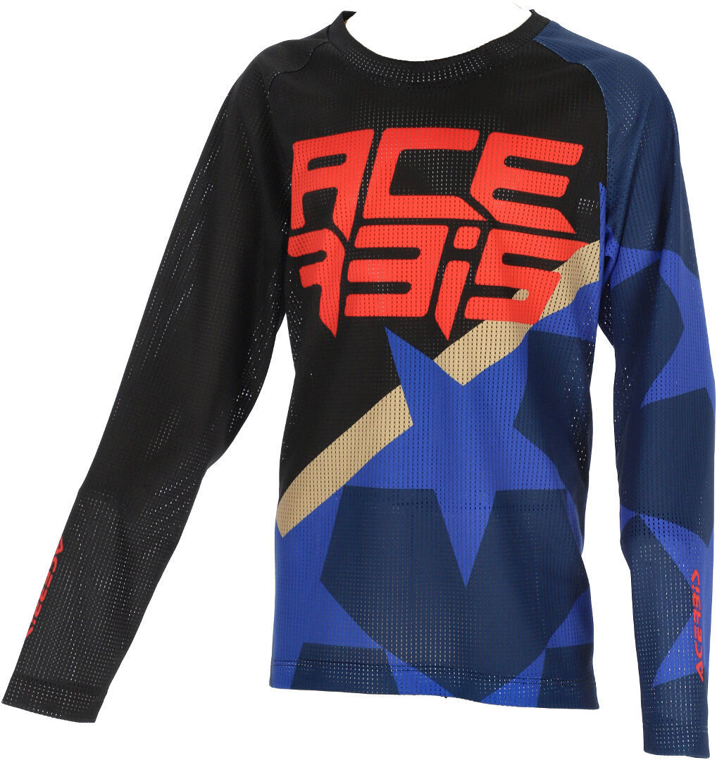 Acerbis MX J-Windy 1 Kids Motocross Jersey, black-blue, Size XS, black-blue, Size XS