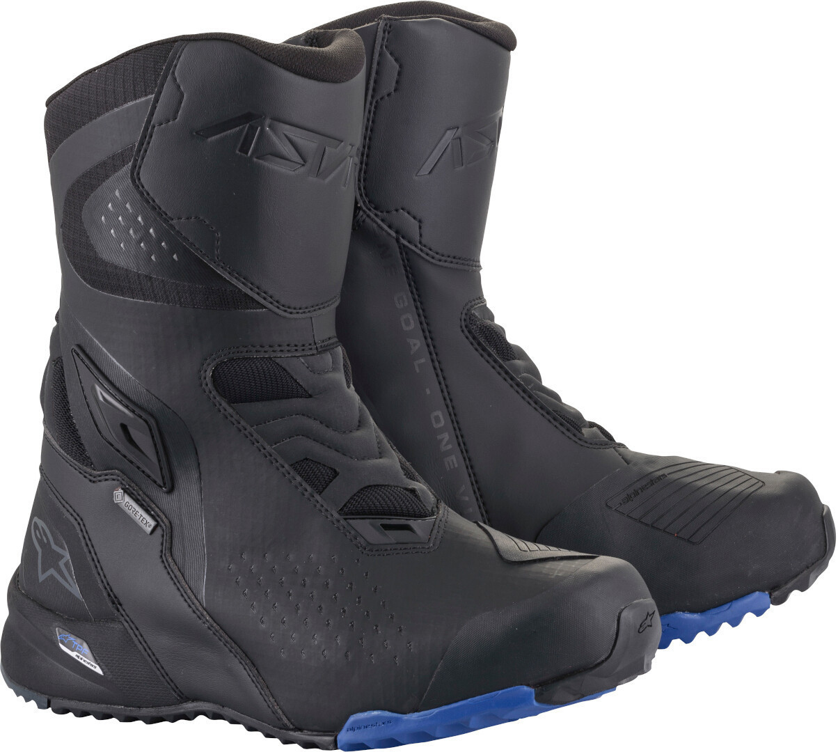 Alpinestars Men's Black Blue Rt-8 Gore-Tex Motorcycle Boot, Black-Blue, For Size 47