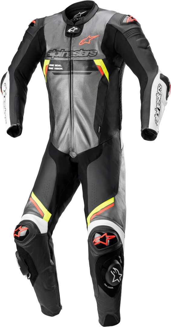 Alpinestars Missile V2 Ignition Een stuk motorfiets lederen pak, zwart-grijs, afmeting 60