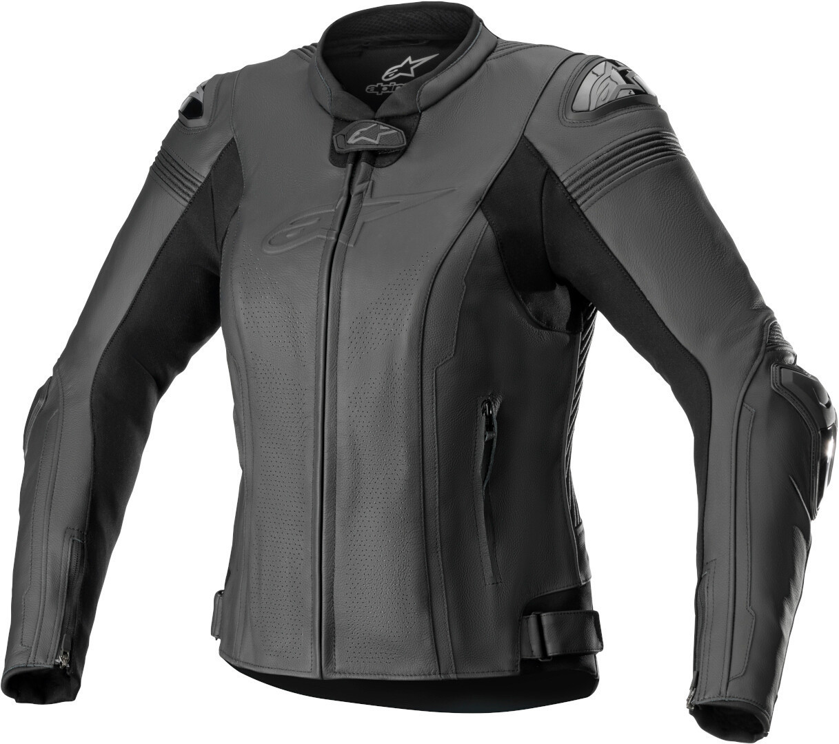 Alpinestars Stella Missile V2 Мотоцикл Дамы Кожаная куртка Черный/Черный 50 