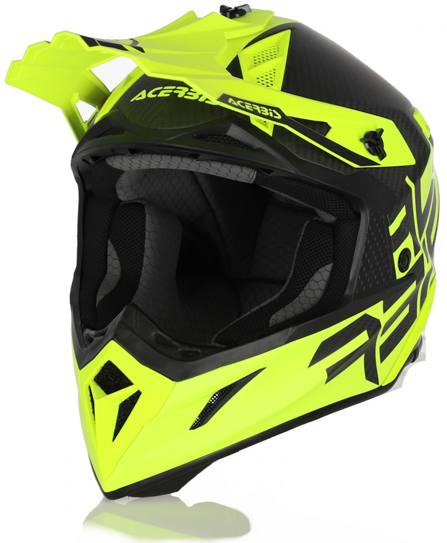 Image of Acerbis Steel Carbon Casco Motocross, nero-giallo, dimensione XS