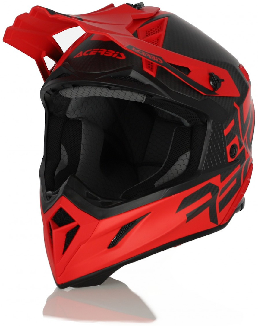 Image of Acerbis Steel Carbon Casco Motocross, nero-rosso, dimensione S