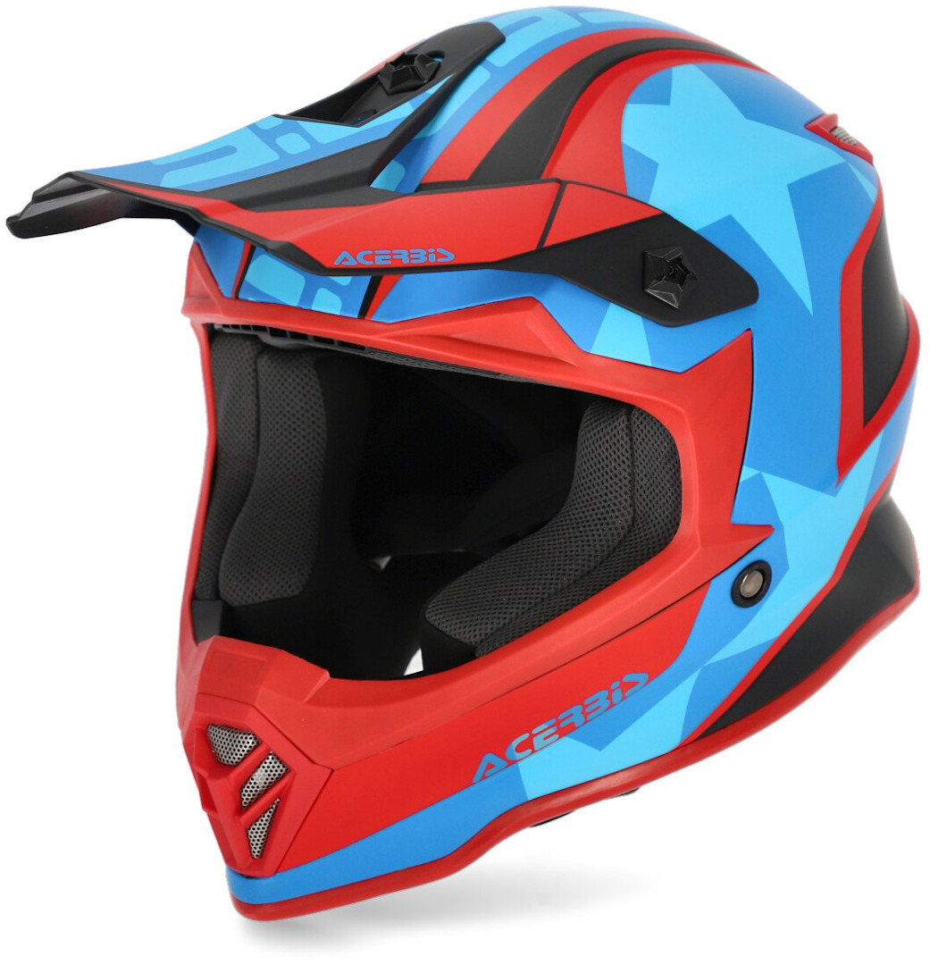 Image of Acerbis Steel Stars Casco motocross per bambini, rosso-blu, dimensione S
