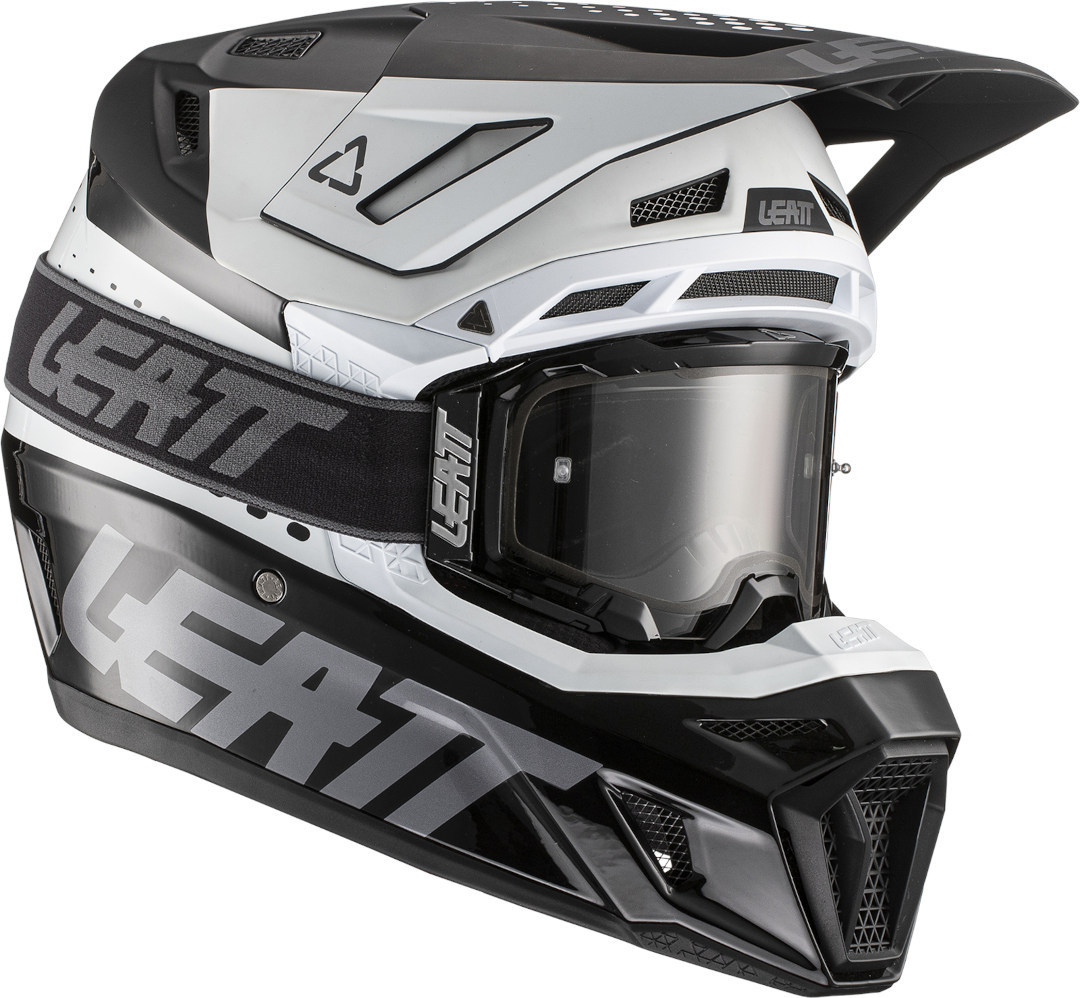 Image of Leatt Moto 8.5 Composite V22 Casco da motocross con occhiali, nero-bianco, dimensione XS