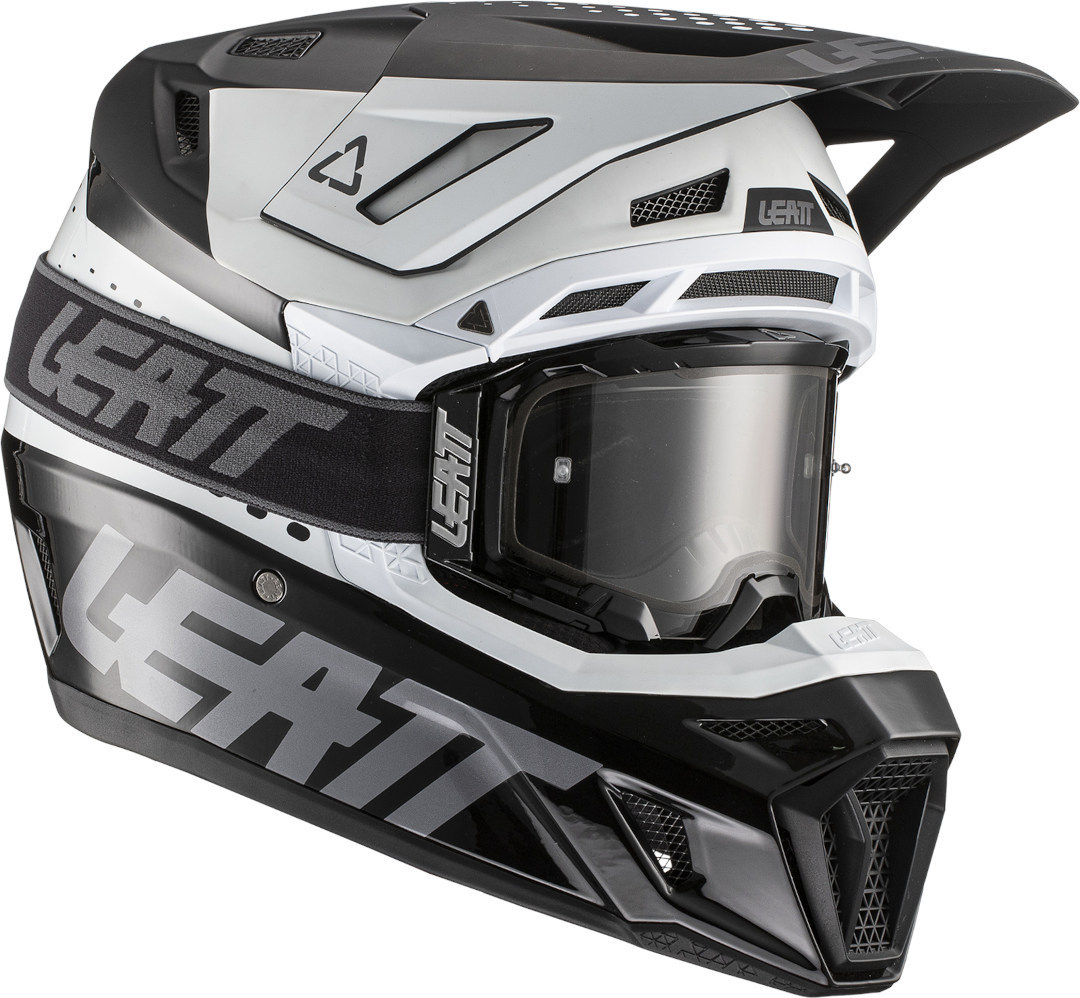 Leatt Moto 8.5 Composite V22 Motocross Helmet with Goggles, black-white, Size XS, black-white, Size XS