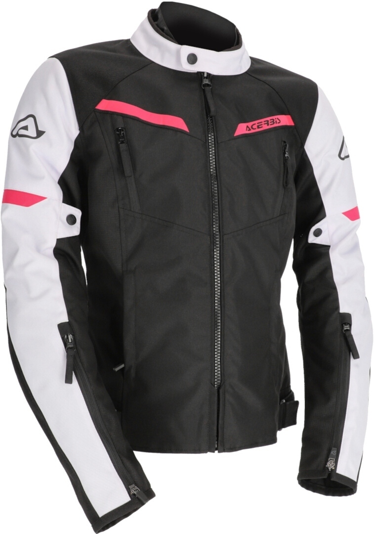 Acerbis X-Street Ladies Motorcycle Textile Jacket, Black-White-Pink, Size Xl For Women