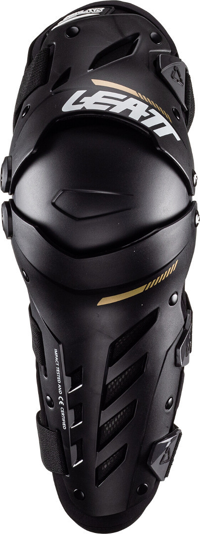 Side view of Leatt Dual Axis Knee and Shin Protectors, black, Size S M for Men