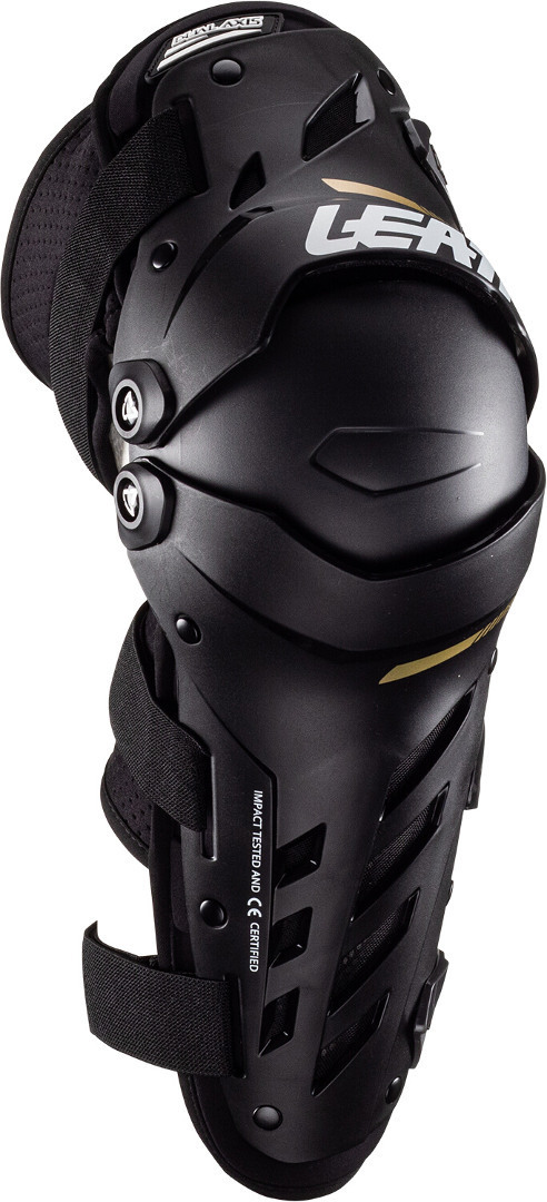Side view of Leatt Dual Axis Knee and Shin Protectors, black, Size S M for Men