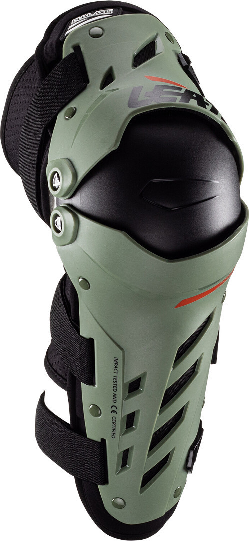 Side view of Leatt Dual Axis Knee and Shin Protectors, green, Size 2XL for Men