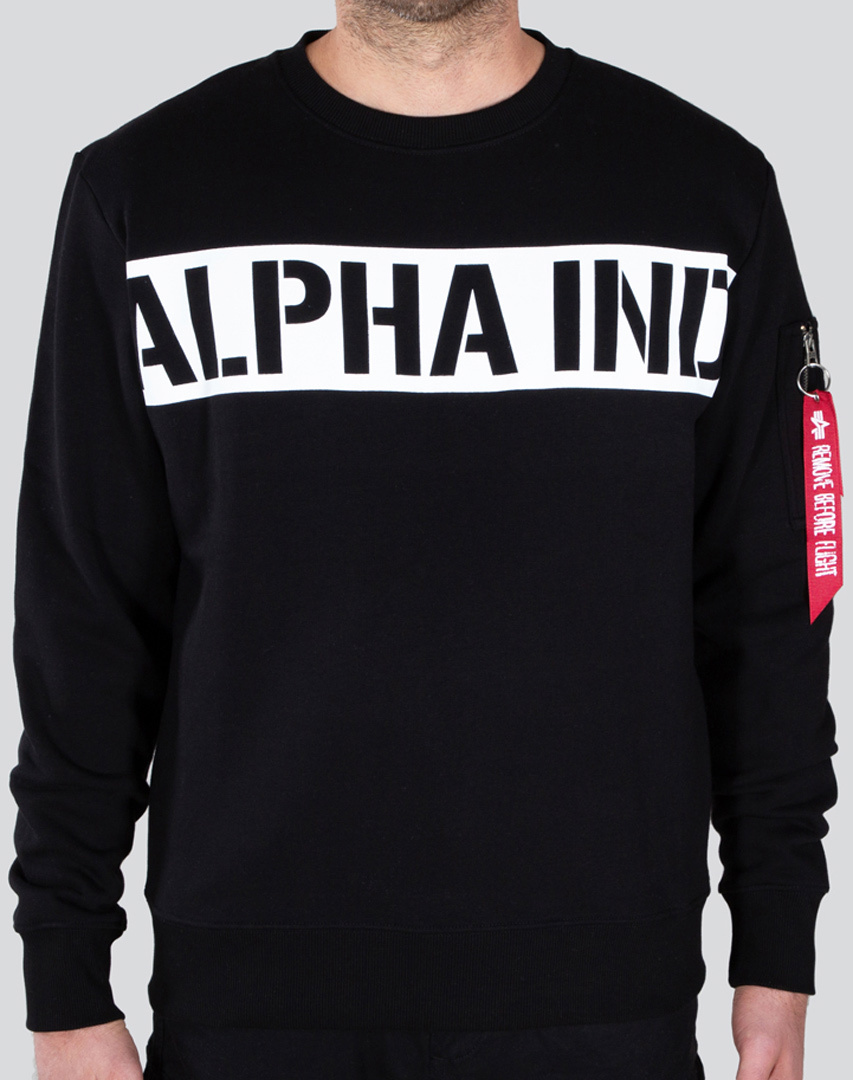 Alpha Industries Printed Stripe Pullover, svart, storlek 3XL
