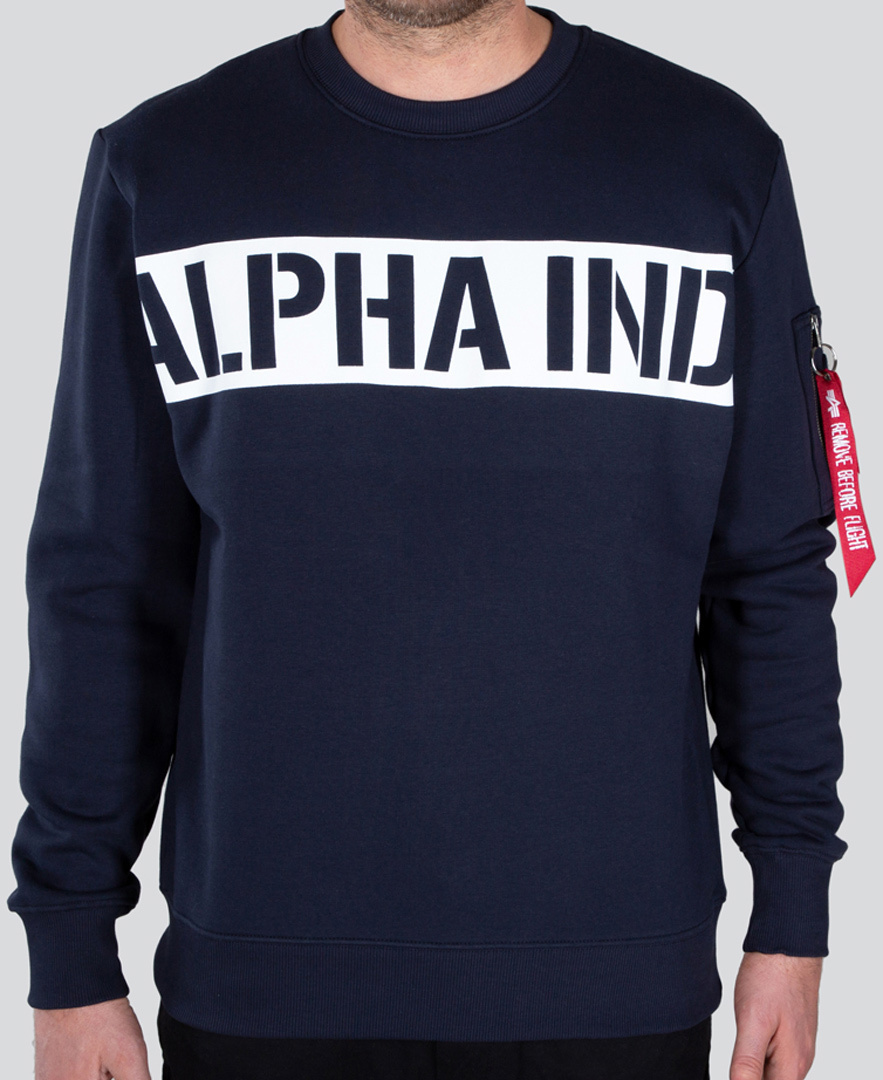 Alpha Industries Printed Stripe Pullover, blå, storlek 2XL
