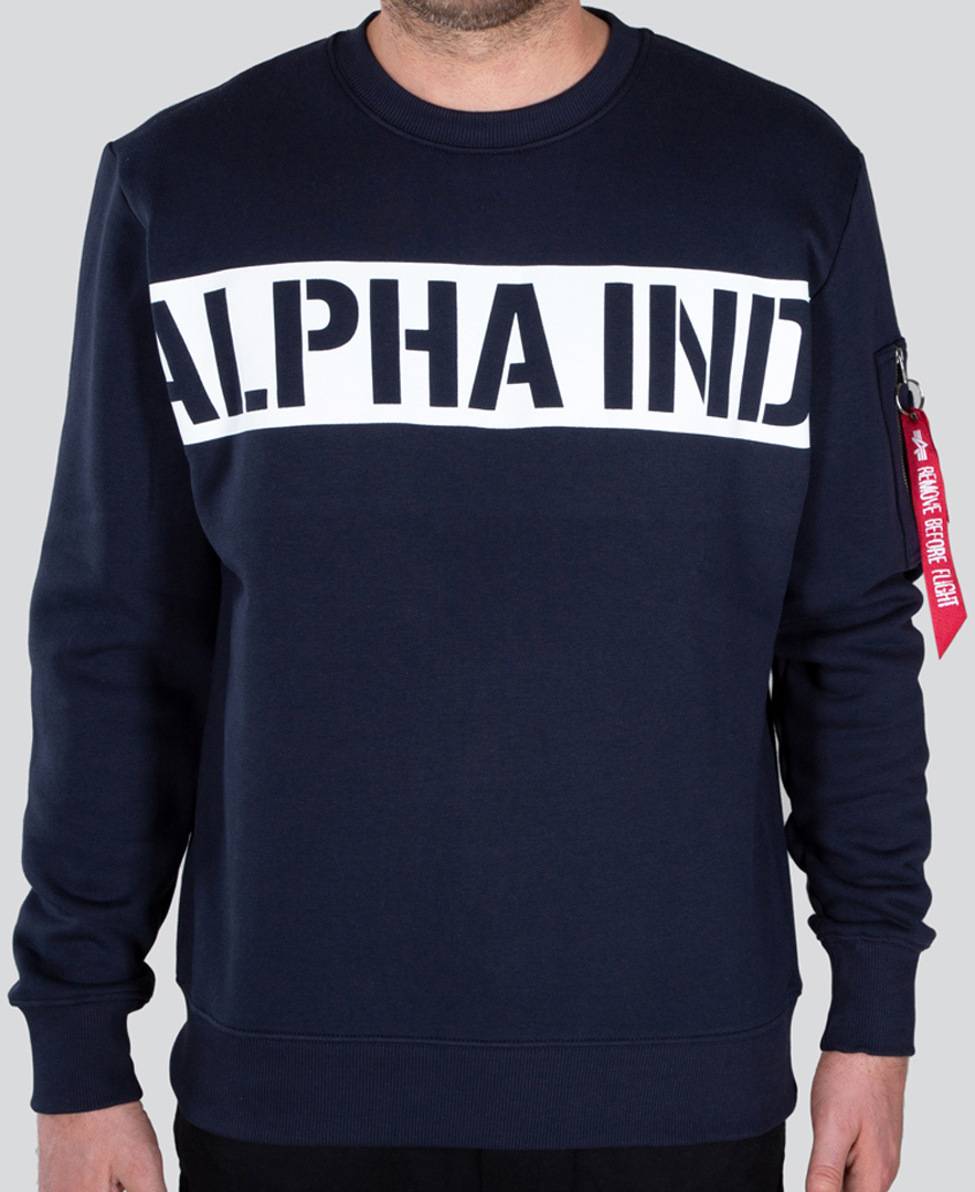 Alpha Industries Printed Stripe Pullover, blå, storlek M