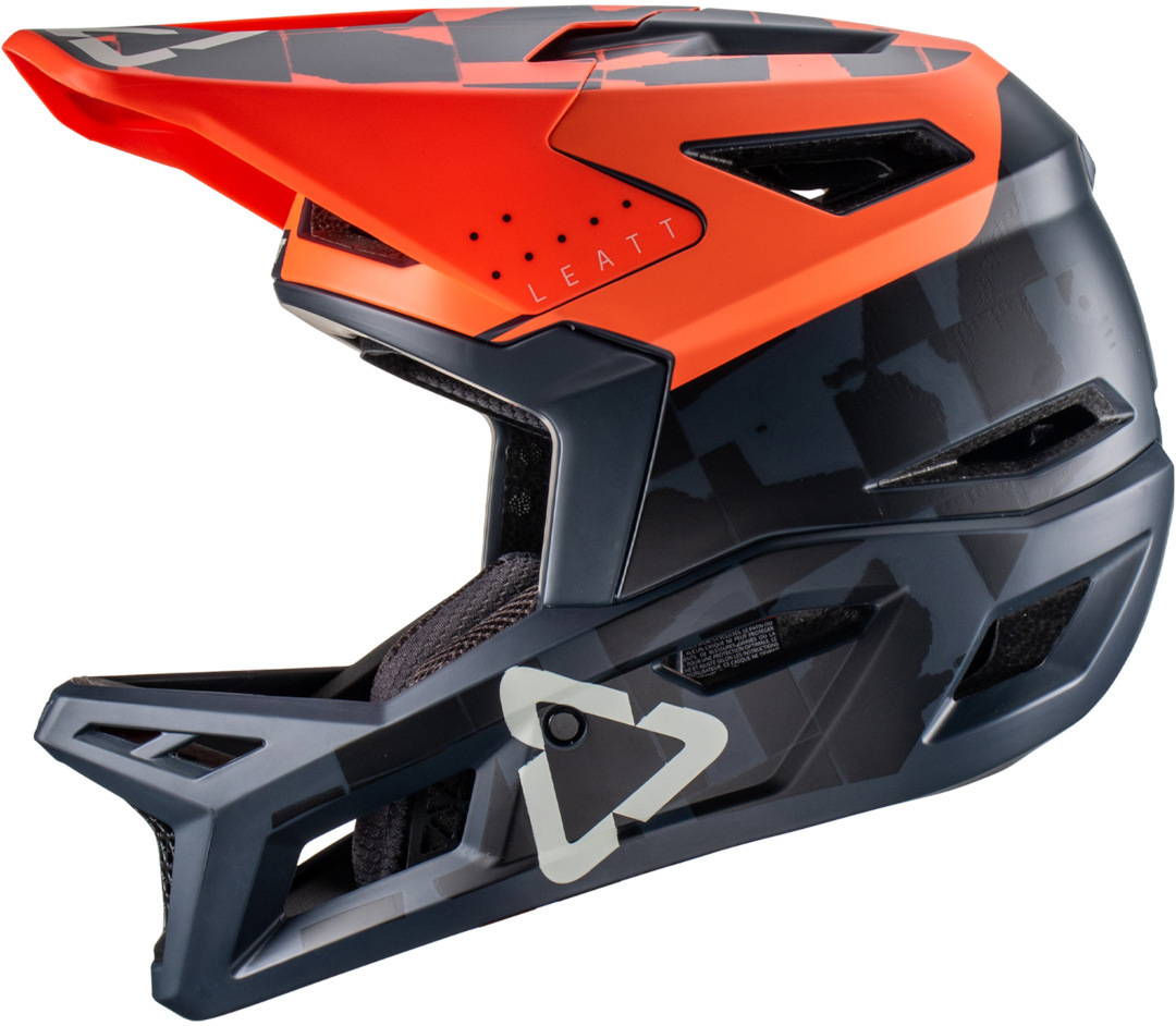 Side view of Leatt MTB Gravity 4.0 Orange/Black Downhill Helmet, black-orange, Size L for Men