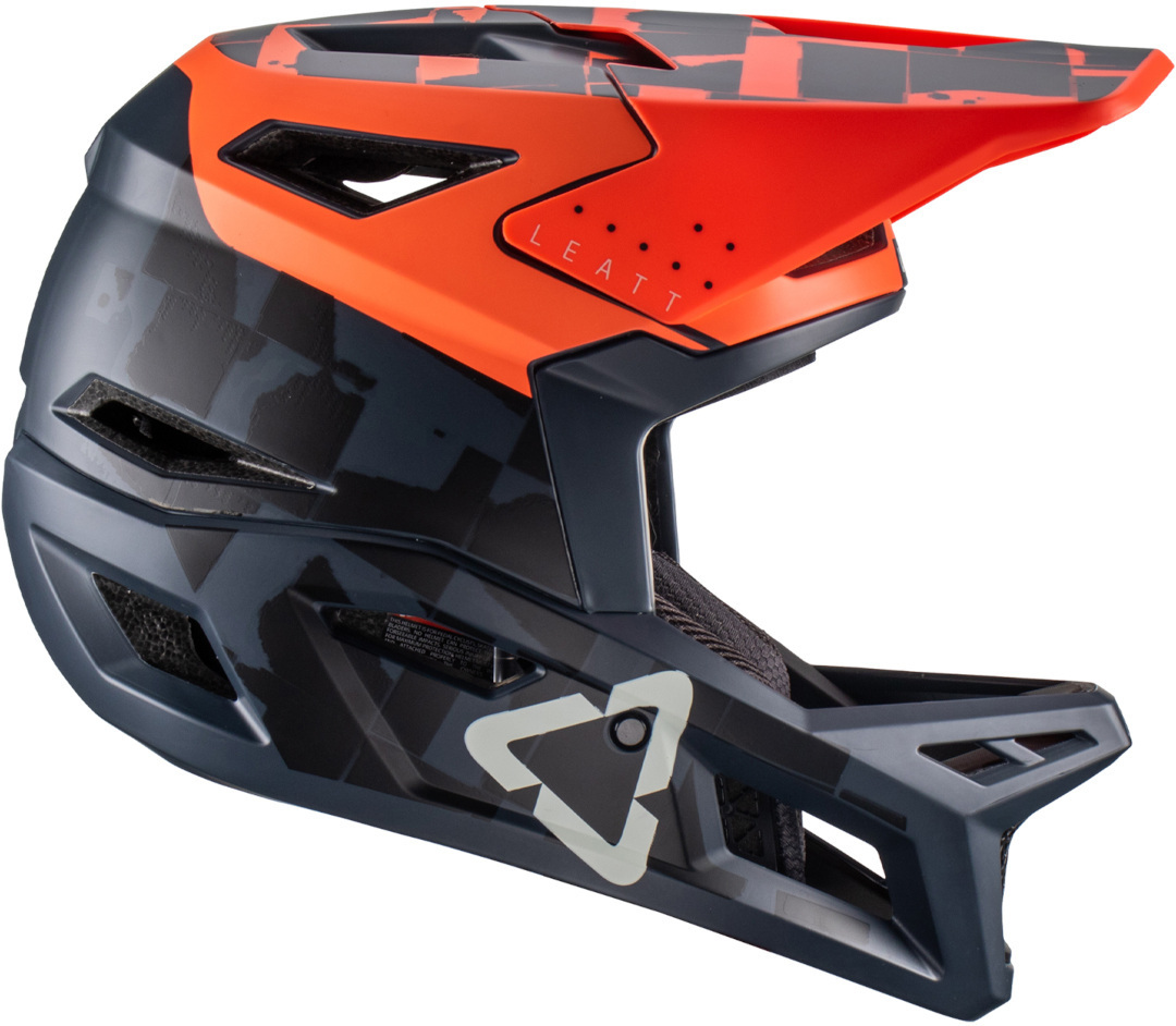 Side view of Leatt MTB Gravity 4.0 Orange/Black Downhill Helmet, black-orange, Size L for Men