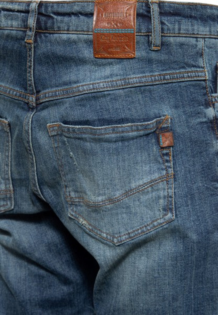 Side view of King Kerosin Robin Special Wash Jeans, blue, Size 31 for Men
