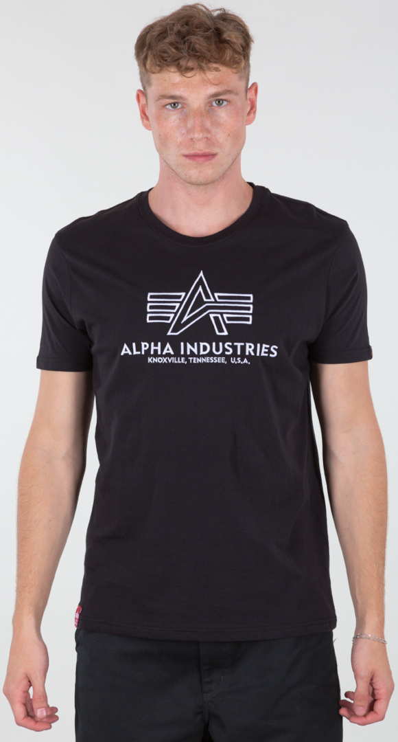 Alpha Industries Basic Embroidery T-shirt, zwart-wit, afmeting XS