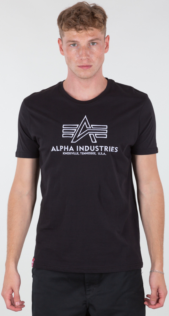 Alpha Industries Basic Embroidery T-Shirt, schwarz-weiss, Größe S, schwarz-weiss, Größe S
