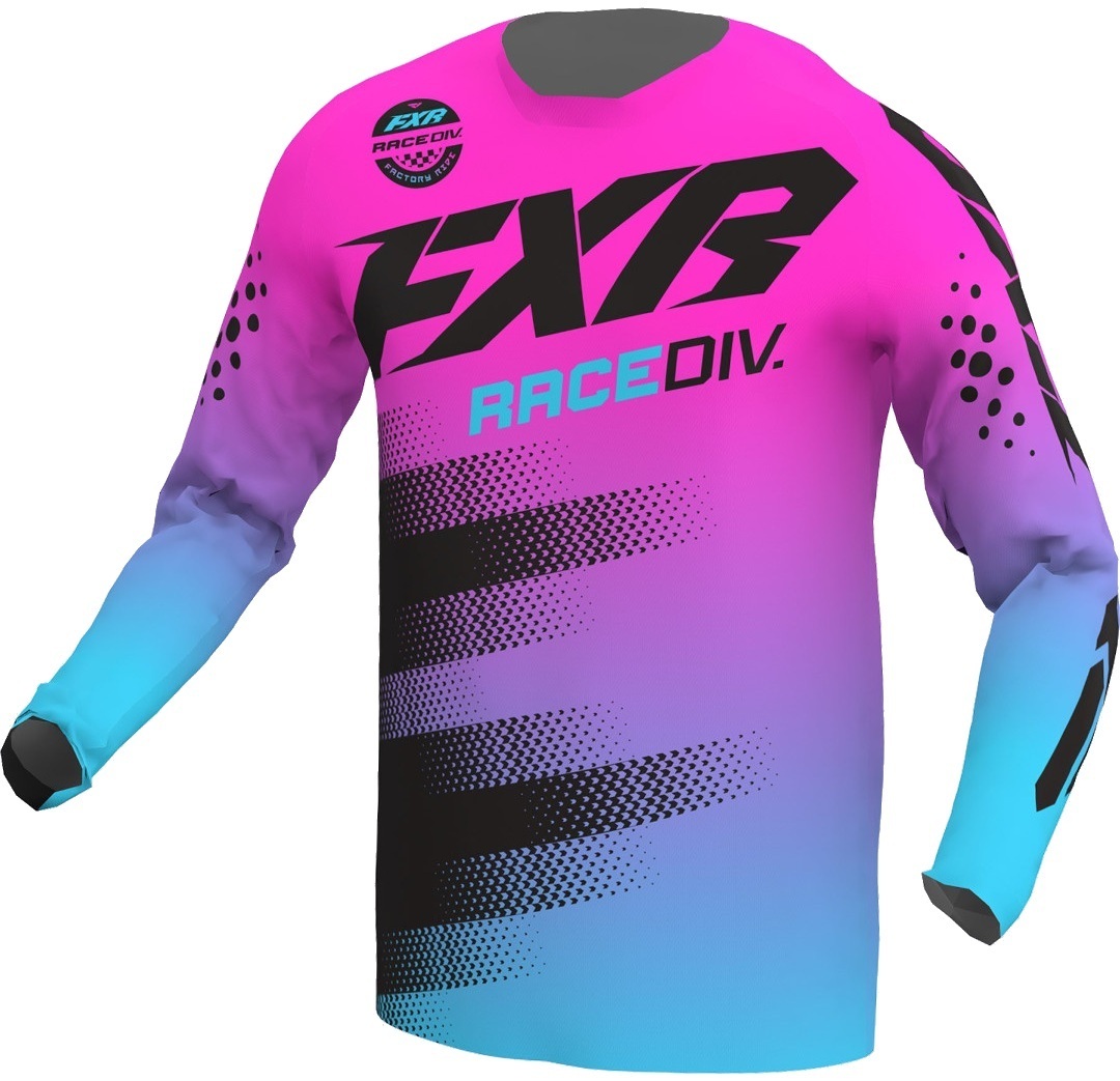 FXR Clutch Stripes Motocross Jersey, pink-blue, Size 3XL, pink-blue, Size 3XL