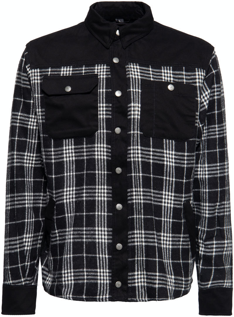 King Kerosin Lone Wolf Blanko Adventure Chemise fonctionnelle, noir-blanc, taille S pour Hommes