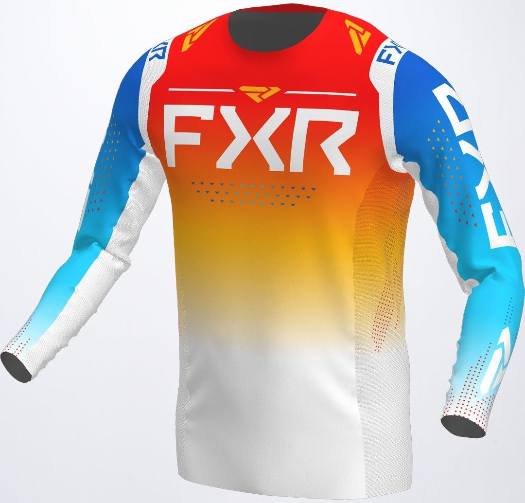 FXR Helium RaceDiv Motocross Jersey, white-red-yellow, Size S, white-red-yellow, Size S