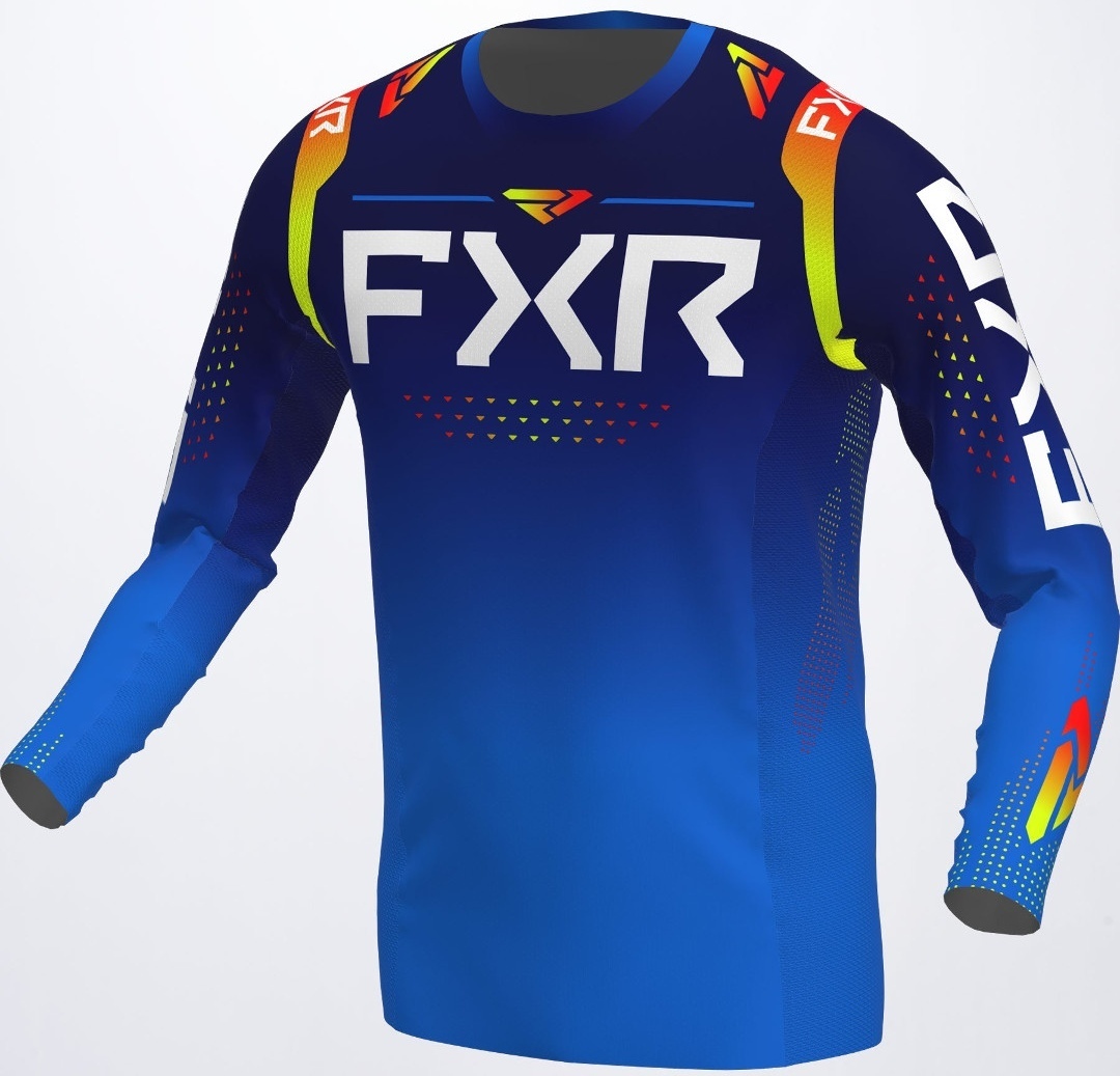 FXR Helium RaceDiv Motocross Jersey, white-blue-yellow, Size XS, white-blue-yellow, Size XS