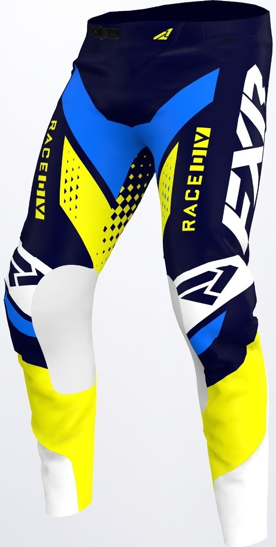 FXR Revo RaceDiv Motocross Pants, white-blue-yellow, Size 38, white-blue-yellow, Size 38