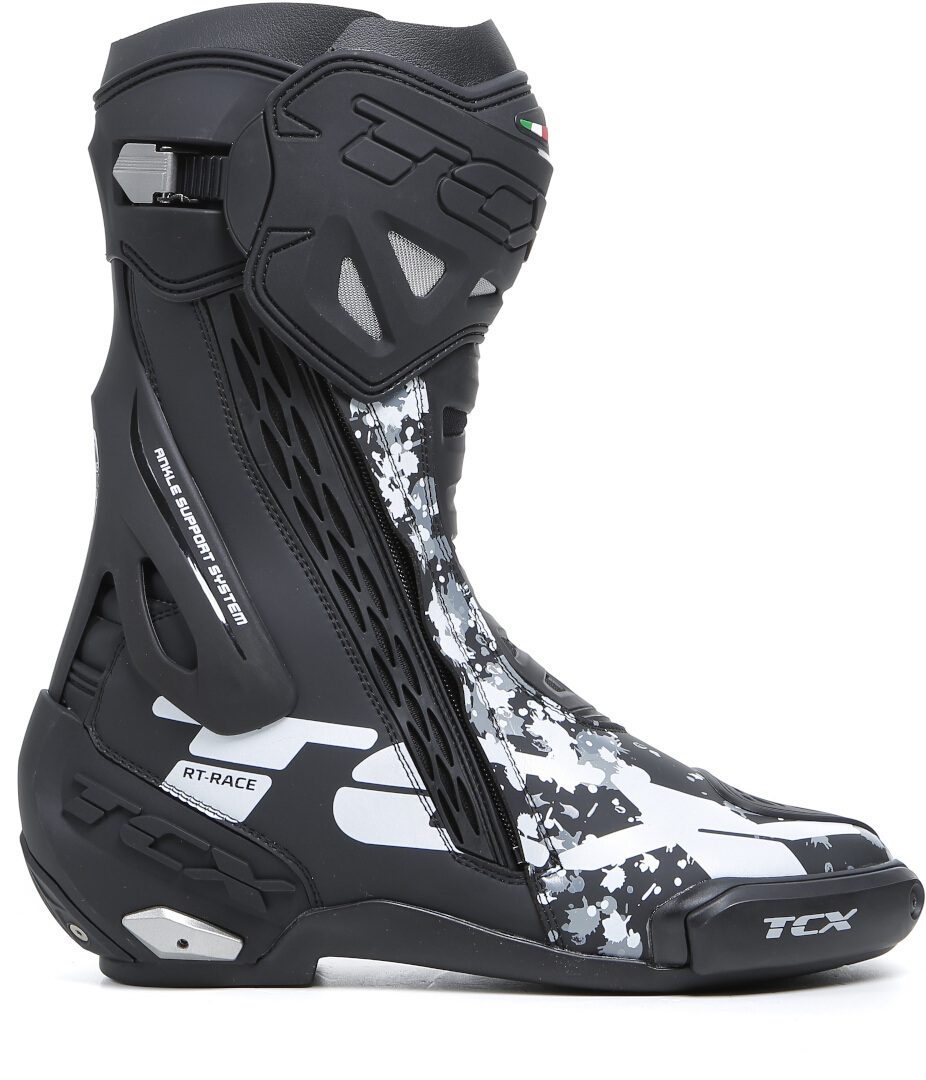 TCX RT-Race Motorcycle Boots, black-grey-white, Size 39, black-grey-white, Size 39