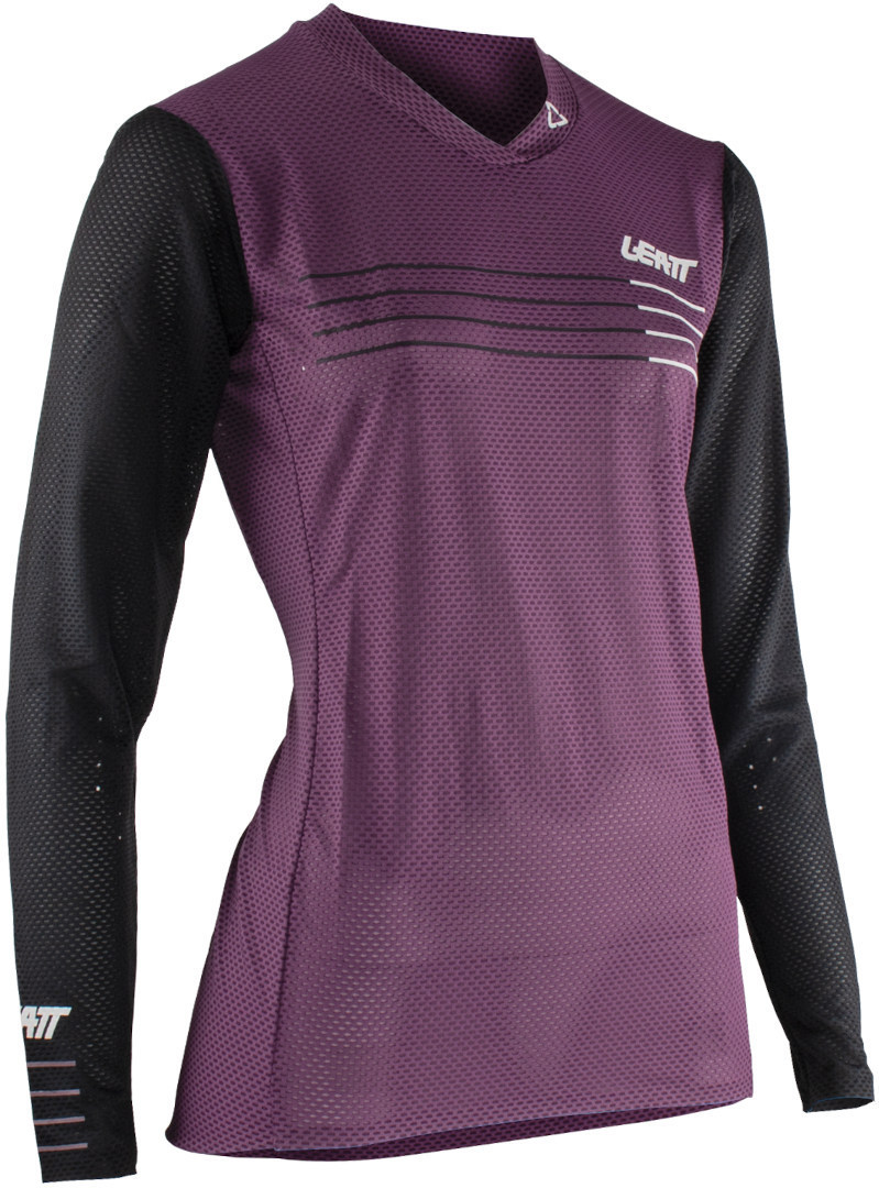 Side view of Leatt MTB Gravity 4.0 Ladies Bicylce Jersey, black-purple, Size L for Women