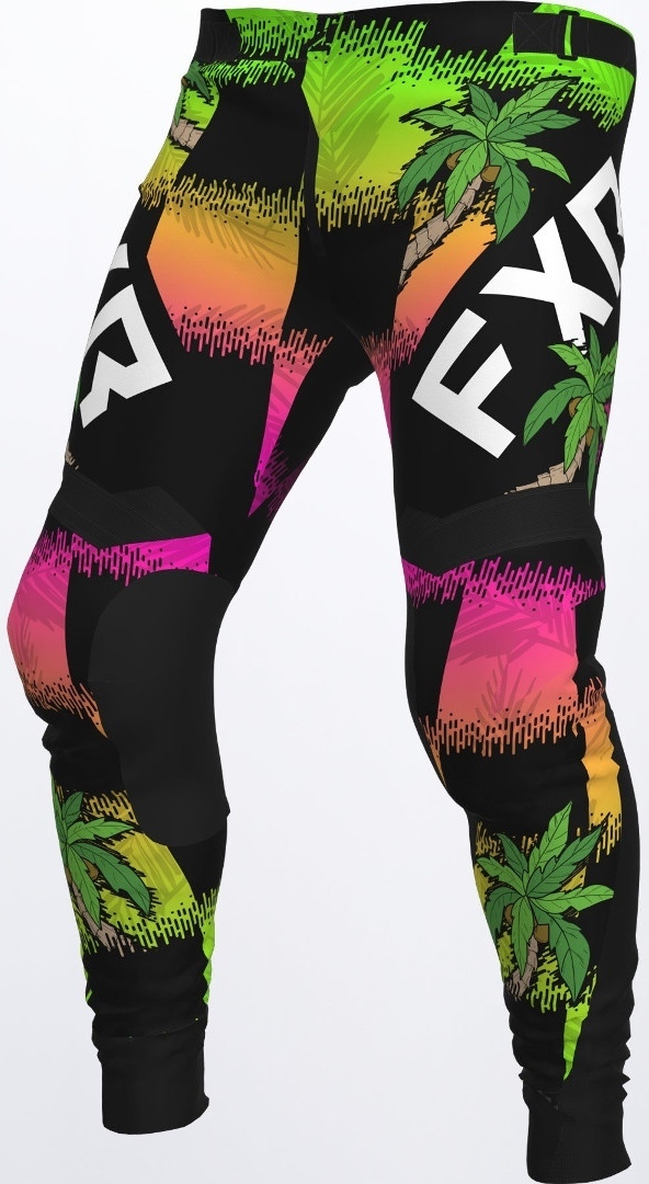 FXR Podium Tropic Motocross Pants, black-green-yellow, Size 28, black-green-yellow, Size 28