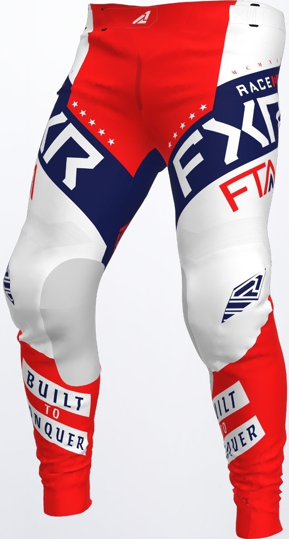FXR Podium Gladiator Motocross Pants, white-red-blue, Size 32, white-red-blue, Size 32