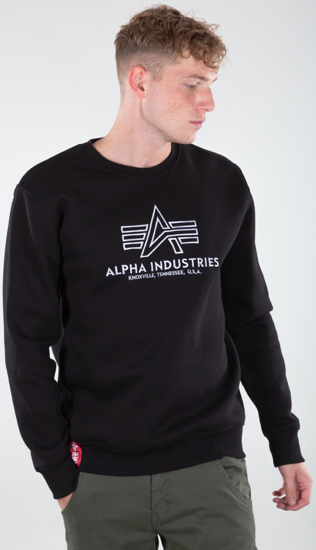 Alpha Industries Basic Embroidery Sweatshirt, schwarz-weiss, Größe S, schwarz-weiss, Größe S