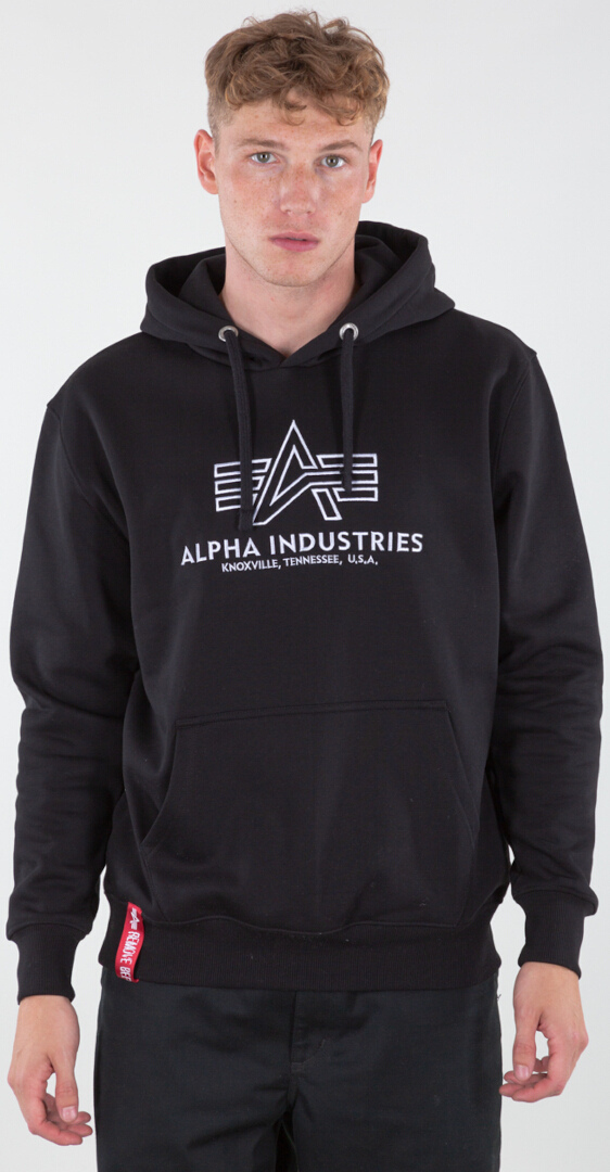 Alpha Industries Basic Embroidery Hoodie, schwarz-weiss, Größe S, schwarz-weiss, Größe S