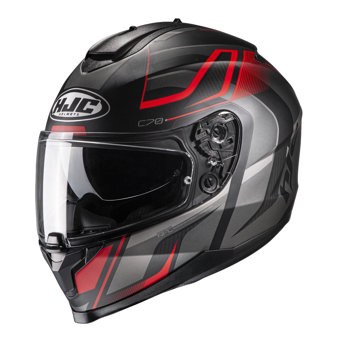 HJC C70 Lantic Helmet, black-grey-red, Size XS, black-grey-red, Size XS