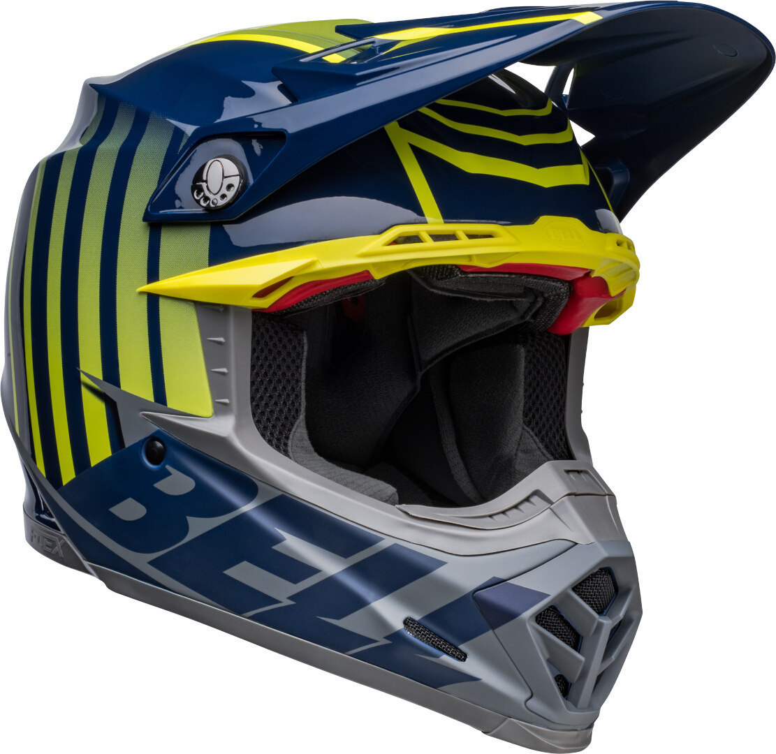 Bell Moto-9S Flex Sprint Motocross Helmet, blue-yellow, Size M, M Blue Yellow unisex
