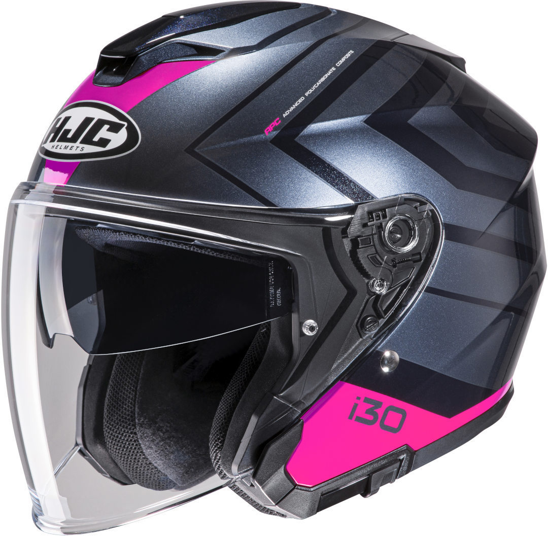 HJC i30 Zetra Jet Helmet, black-grey-pink, Size XS 54 55, black-grey-pink, Size XS 54 55