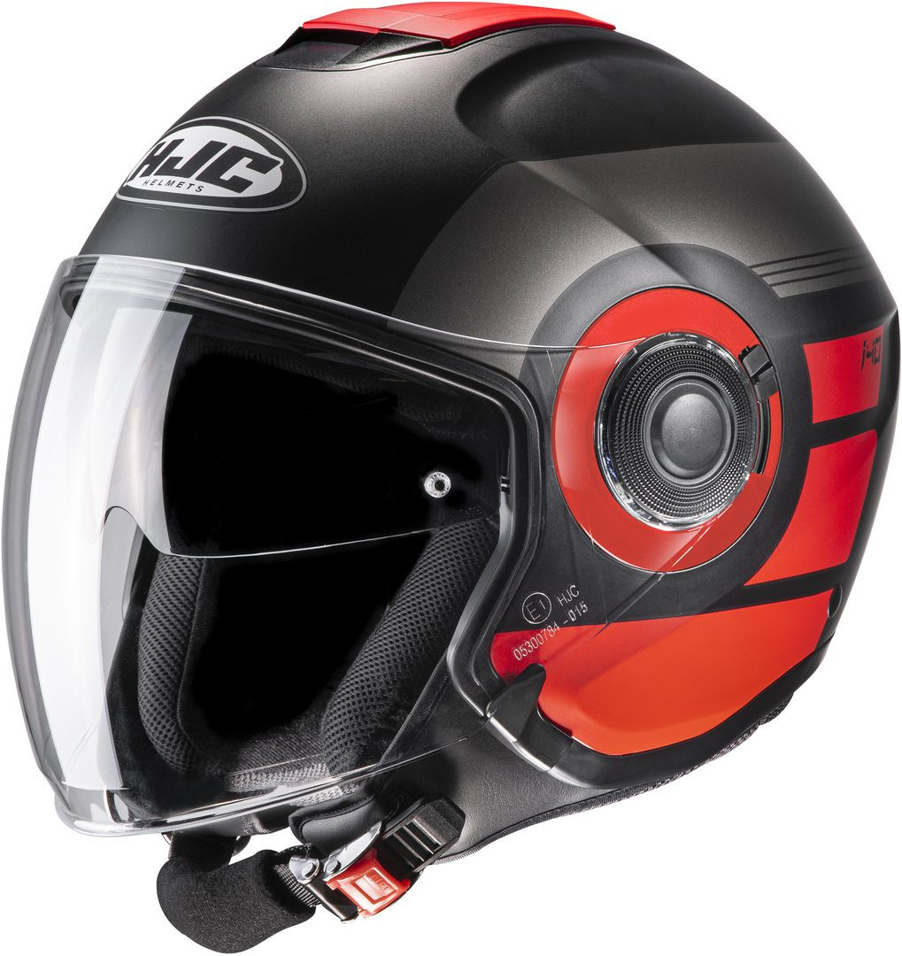 HJC i40 Spina Jet Helmet, black-grey-red, Size XS, black-grey-red, Size XS