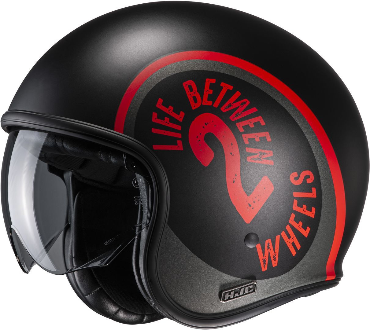 HJC V30 Harvey Jet Helmet, black-red, Size XS 54 55, black-red, Size XS 54 55