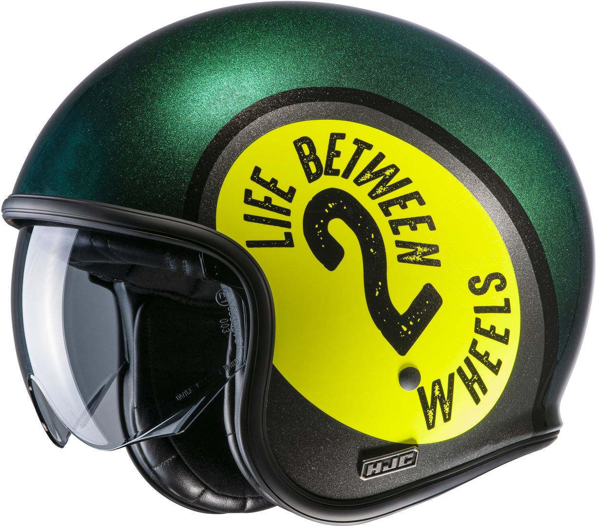 HJC V30 Harvey Jet Helmet, green-yellow, Size XS 54 55, green-yellow, Size XS 54 55