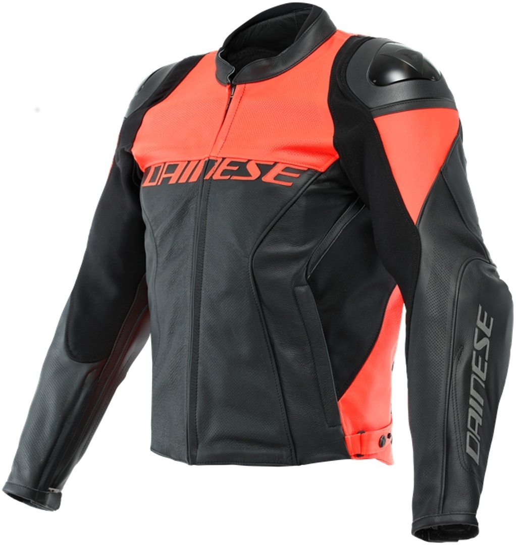 Dainese Racing 4 Перфорированная кожаная куртка мотоцикла Черный/Красный 44 