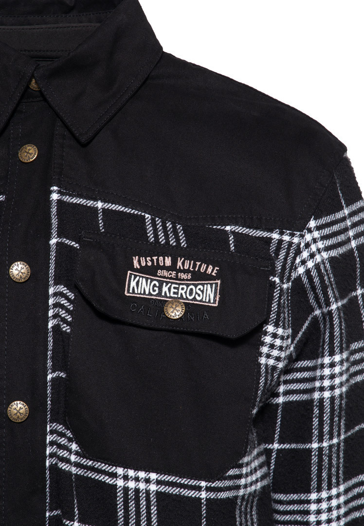 Side view of King Kerosin KK Kustom Kulture Workwear Shirt, black-white, Size 5XL for Men