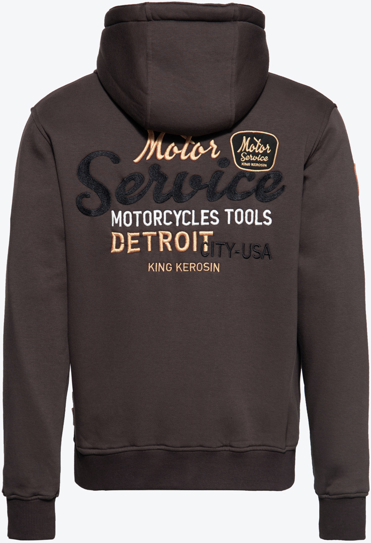 Side view of King Kerosin Detroit Motor Service Adventure Jacket, brown, Size S for Men