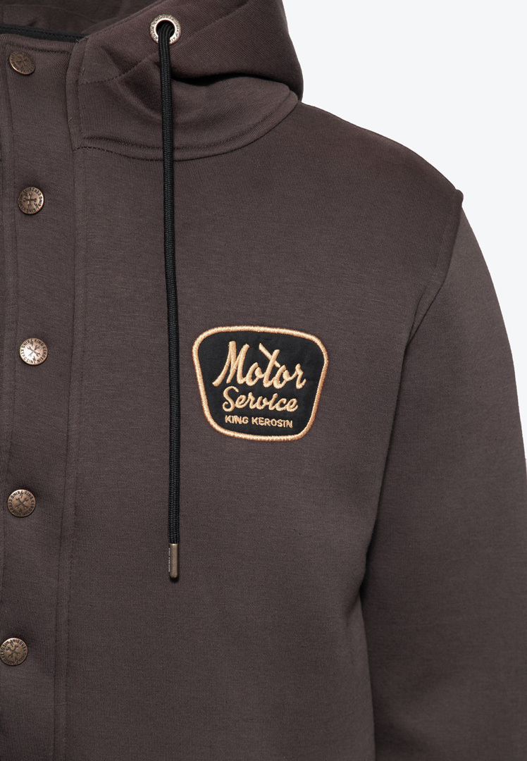 Side view of King Kerosin Detroit Motor Service Adventure Jacket, brown, Size S for Men