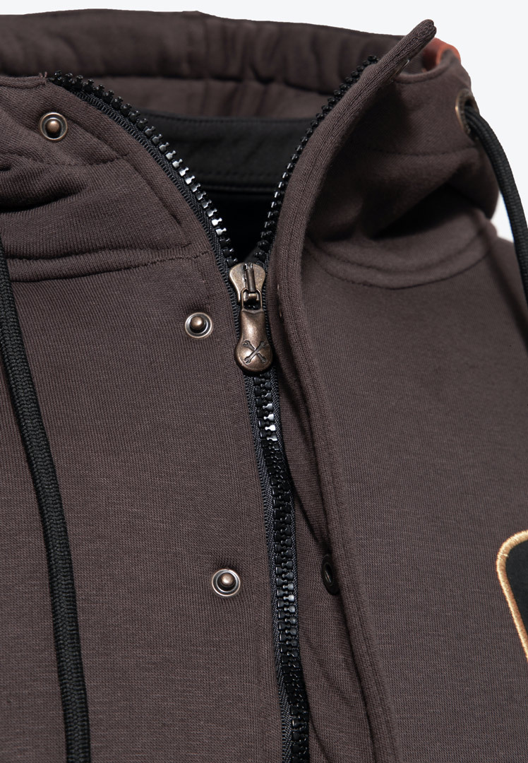 Side view of King Kerosin Detroit Motor Service Adventure Jacket, brown, Size S for Men