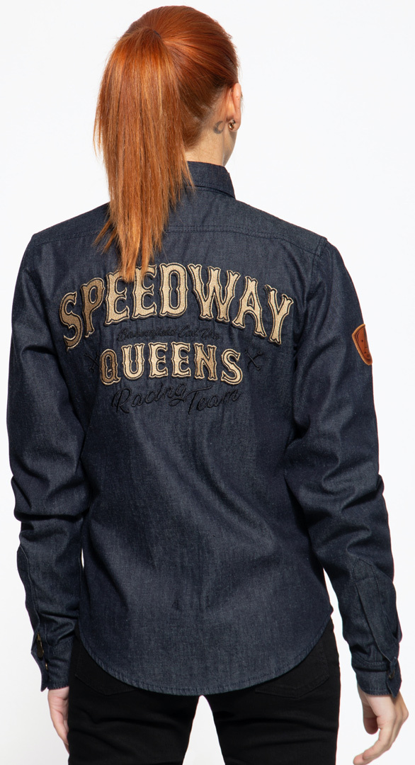 Side view of Queen Kerosin Speedway Queens Ladies Shirt, blue, Size 2XL for Women