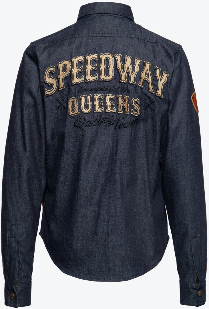 Side view of Queen Kerosin Speedway Queens Ladies Shirt, blue, Size 2XL for Women