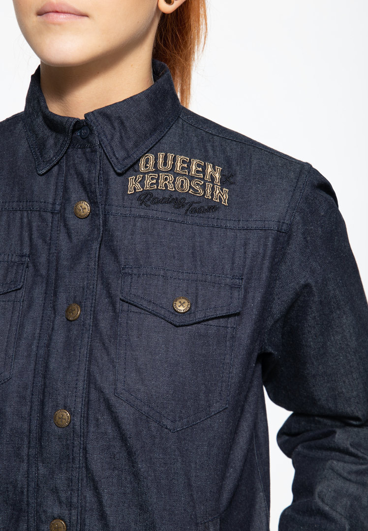 Side view of Queen Kerosin Speedway Queens Ladies Shirt, blue, Size 2XL for Women