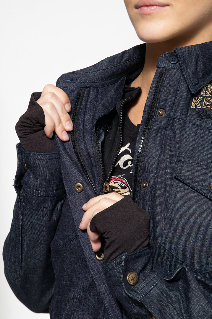 Side view of Queen Kerosin Speedway Queens Ladies Shirt, blue, Size 2XL for Women