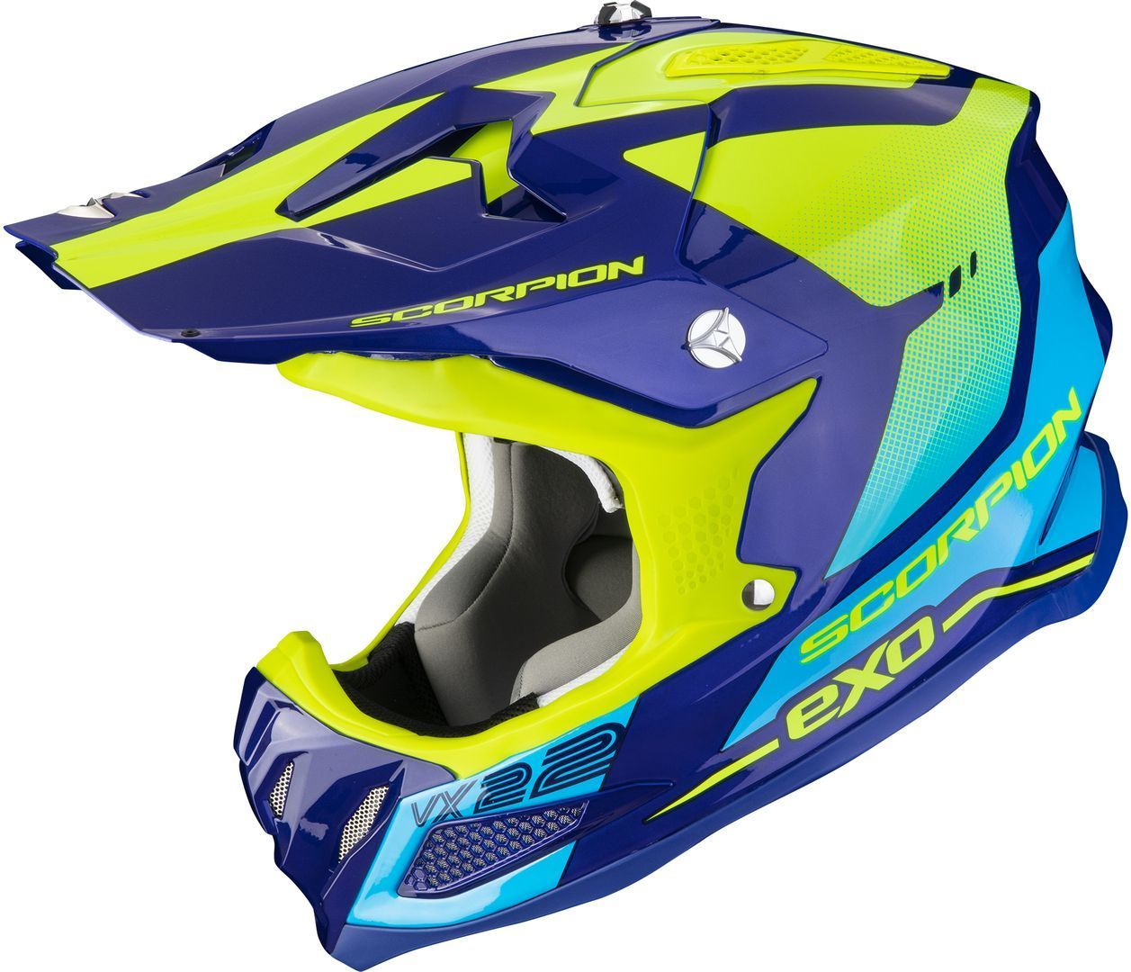 Scorpion VX-22 Air Attis Motocross Helmet, blue-yellow, Size XS, blue-yellow, Size XS