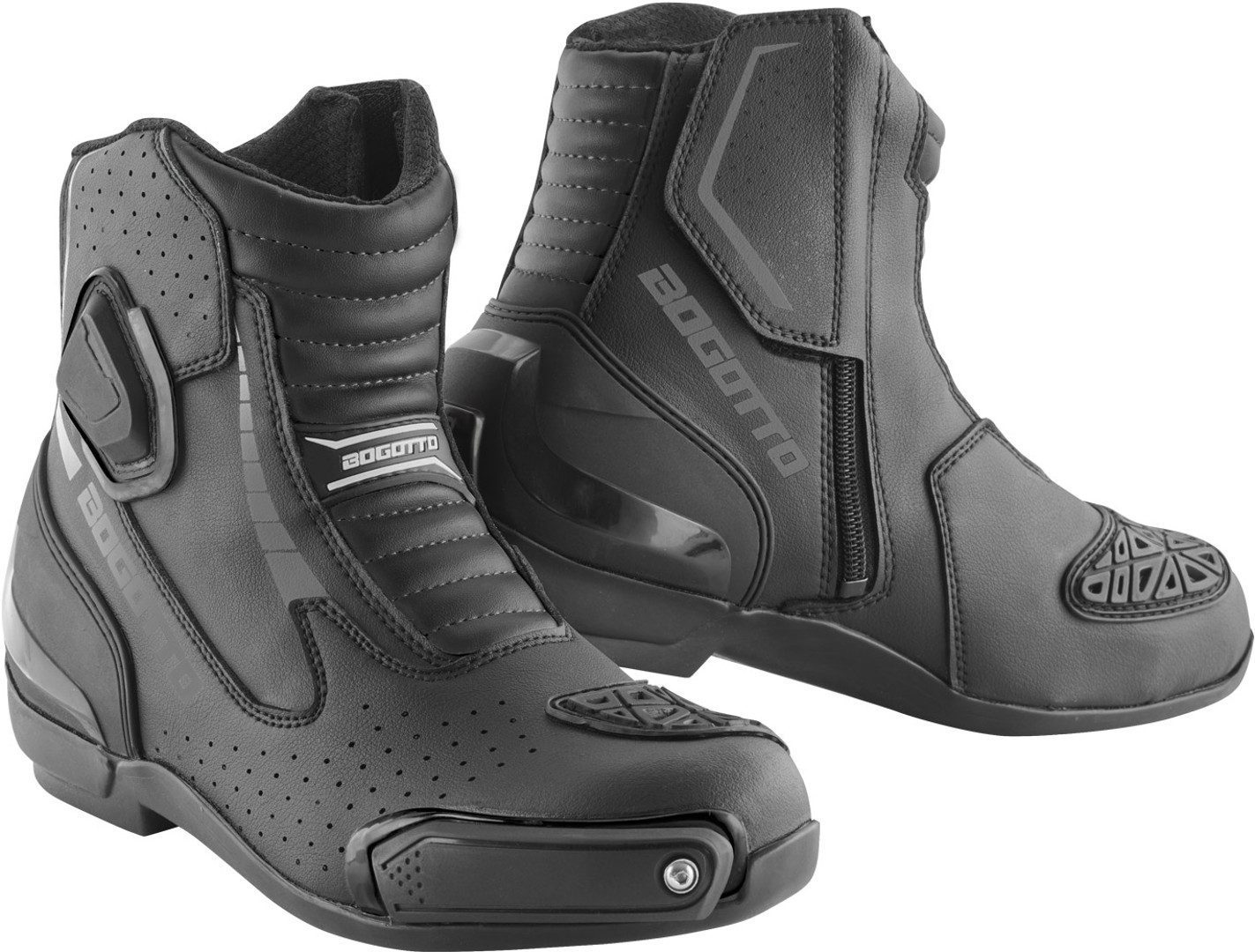 Speed Bikers court bottes de course moto en cuir imperméable noir chaussures de toutes tailles. 